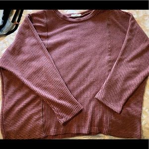 long sleeve pink ribbed top